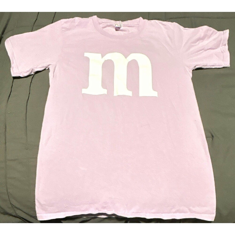 M&M's Purple Graphic T-Shirt White "M” Logo 100% Cotton Size S Women